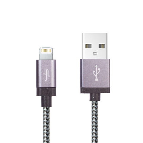 KAEBO - CLOTH BRAIDED ANTI-TEAR LIGHTNING CABLE - GREY (2 Packs)