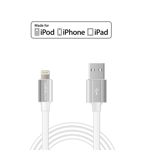 KAEBO WHITE- RUBBER ALUMINUM HEAD LIGHTNING CABLE