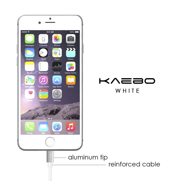 KAEBO WHITE- RUBBER ALUMINUM HEAD LIGHTNING CABLE