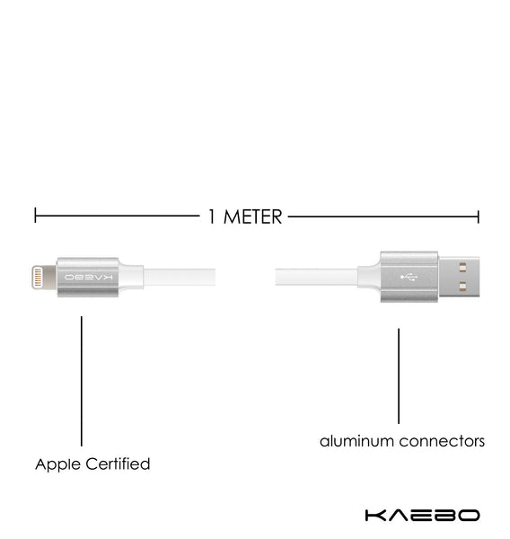 KAEBO WHITE- RUBBER ALUMINUM HEAD LIGHTNING CABLE