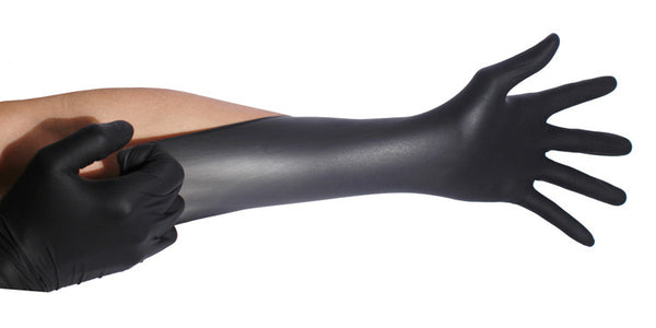 BLACK NITRILE GLOVES 9.5"/HEAVY DUTY - 1 Case/1000 Count