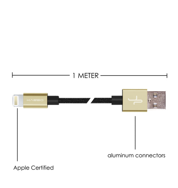 KAEBO - NYLON BRAIDED ANTI-TEAR LIGHTNING CABLE - GOLD