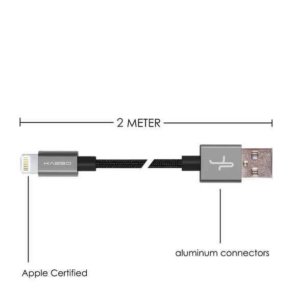 KAEBO - NYLON BRAIDED ANTI-TEAR LIGHTNING CABLE - GREY