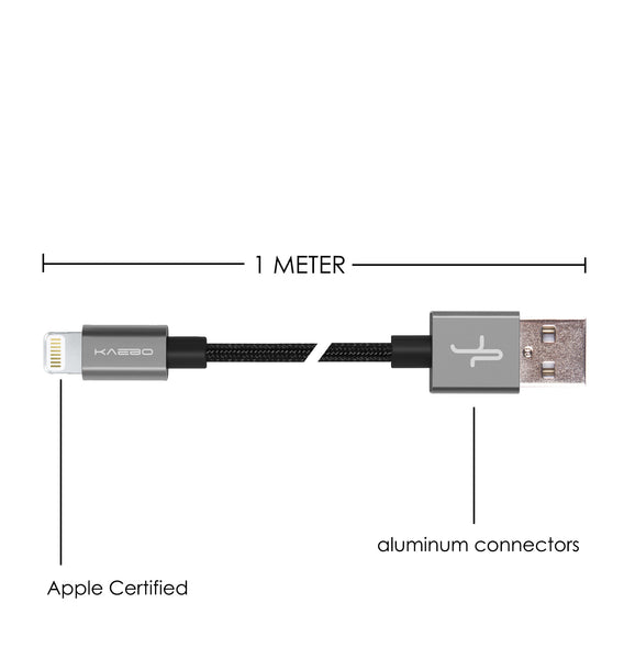 KAEBO - NYLON BRAIDED ANTI-TEAR LIGHTNING CABLE - GREY