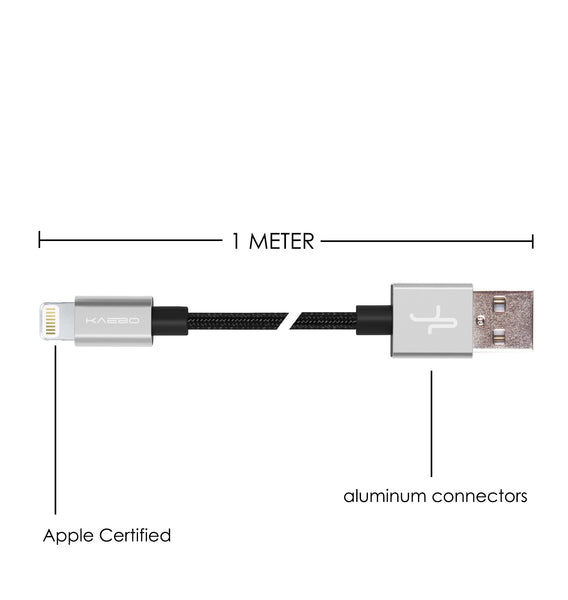 KAEBO - NYLON BRAIDED ANTI-TEAR LIGHTNING CABLE - SILVER